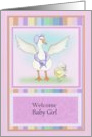 Welcome Baby Girl at Baby Shower with Mother Goose card
