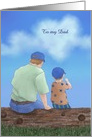 Father’s Day Card for Dad with a man and small boy looking at heart cloud card