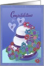 Congratulations,customize to the newlywed couple cake, flowers, hearts card