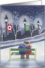 City Park Scene Interfaith Christmukkah with Couple at Park Bench card