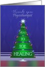 Thank you Physiotherapist at Christmas with Tree, Lights, Star card