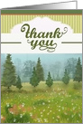 Business thank you with meadow, trees, calligraphy card