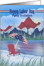 Happy Labor Day Party Invitation with Patriotic Colors, Umbrella card