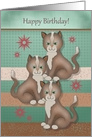 Happy birthday for triplets tuning 16 with three identical cats card