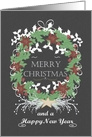 Business to Client Christmas, New Year,Chalkboard Effect,Wreath card