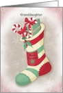 Merry Christmas Granddaughter with Striped Filled Stocking card