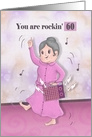 You are Rockin’ 60 Birthday for Woman in Pink Bathrobe, Radio card
