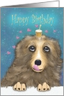 Happy Birthday with Dog Cupcake Hearts card