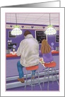 Happy Valentine’s Day Dad, Father with Young Girl, Diner card