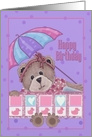 Happy Birthday From the Babysitter with Cute Bear, Umbrella card