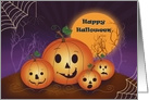 Cute Pumpkins and Spider in Front of Full Moon card