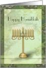 Happy Hanukkah with Gold Menorah Lit Candles card