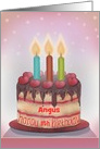 Custom Layer Birthday Cake with Candles, Cherries card