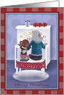 Merry Christmas Piano Teacher with Child, Teacher at Piano card