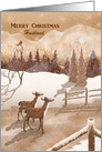 Merry Christmas Husband with Twin Deer Christmas Tree, Star card