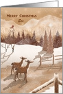 Merry Christmas Son with Twin Deer Christmas Tree, Star card