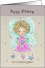Happy Birthday Granddaughter with Fairy Holding Blue Flower card
