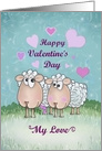 Happy Valentine’s Day with Two Whimsical Sheep, Hearts card