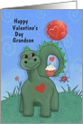 Happy Valentine’s Day Grandson with Dinosaur, Balloon, Hearts card