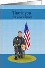 Thank You for Your Service Fireman, Firefighter,Flag card