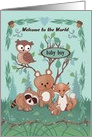 Welcome to the World Custom Name for Baby Boy with Wildlife card