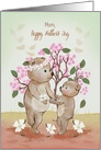 Happy Mother’s Day for Mom with Dancing Bear Mother, Child, Cherry Blossoms card