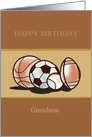 Happy Birthday Grandson with Sports Theme card