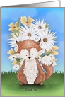 Thank You With Fox, Daisies, Yellow Flowers card