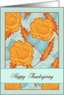 Happy Thanksgiving with Pretty Orange Flowers, Leaves card