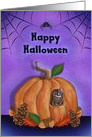 Happy Halloween with Mouse inside Pumpkin House card