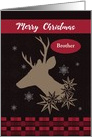 Merry Christmas Brother, Deer Silhouette Design,Buffalo Checks, Custom card