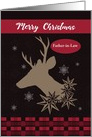 Merry Christmas Father in Law, Deer Silhouette Design, checks,Custom card