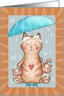 Mom, Happy Mother’s Day Cute Mom Cat with Two Kittens under Umbrella card