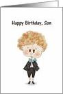 Happy Birthday Son with Cute Little Boy in Tuxedo card