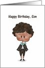 Happy Birthday Son with Cute Little Boy African American card