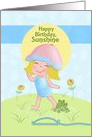 Happy Birthday Sunshine with Little Girl, Sprinkler under Sun card