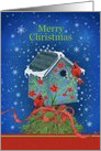 Merry Christmas with Cardinals Christmas Bird House card