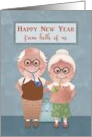 Happy New Year From Both Of Us Elderly Couple On Vacation Mask Lines Covid 19 card