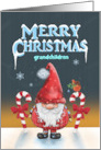 Custom Grandchildren Merry Christmas with Gnome Candy Canes Bird Snow card
