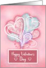 Happy Valentine’s Day with Abstract Hearts Pink Teal Purple card