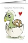Happy First Valentine’s Day Hatching Turtle Pacifier Heart card