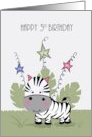 Happy Third Birthday with Zebra in the Jungle card