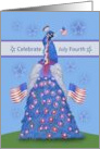 Celebrate July Fourth Patriotic Peacock Holding Flags card