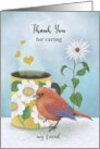 Thank You for Caring My Friend Coffee Bird Daisy card