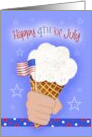 Happy 4th of July Hand Holding Ice Cream Cone Flag Stars card