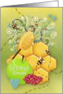 Happy Rosh Hashanah Shana Tovah Honeycomb Bees Fruit card
