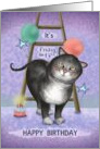 It’s Friday the 13th Happy Birthday with Black Cat Ladder card