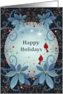Business Happy Holidays with Cardinals Leaves Berries card