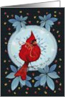 All is Calm All is Bright Cardinal Christmas with Berries Leaves Bow card