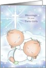 Blessings for your Twin Girls with Two Sleeping Babies on Cloud card